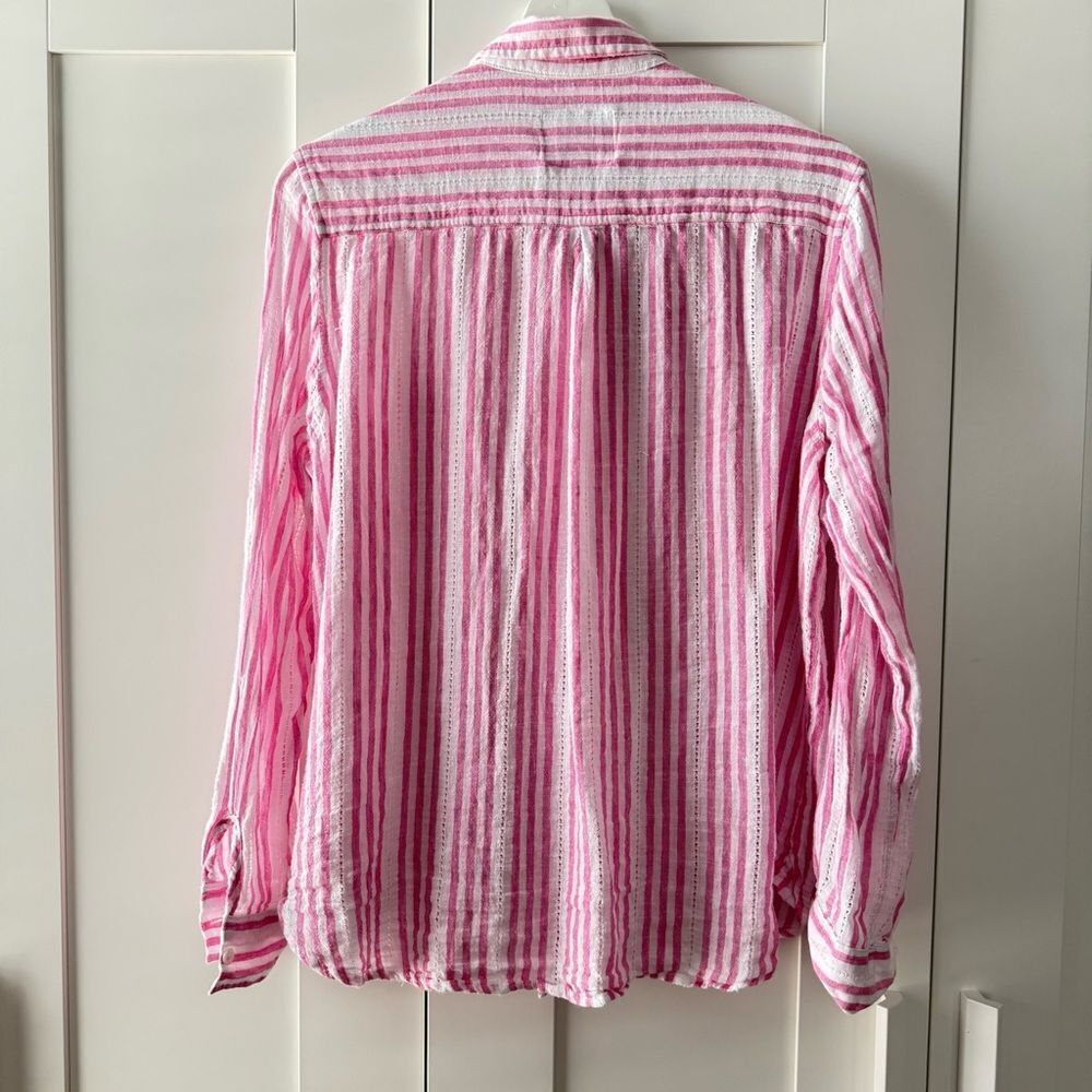 RAILS | Pink and white Charli Button down linen blend shirt | size Medium - Picture 2 of 6